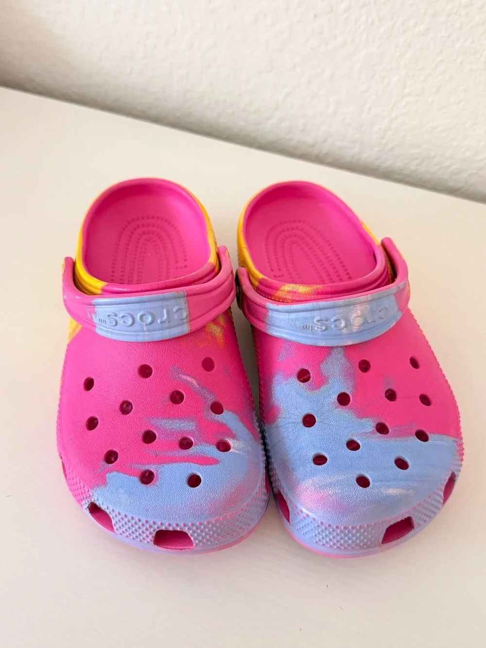Crocs Kids Classic Clogs Pink Tie Dye J3 Colorful